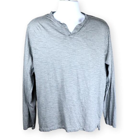 Crimieux Gray Henley Mens Long Sleeve Tee Shirt L - Picture 1 of 6